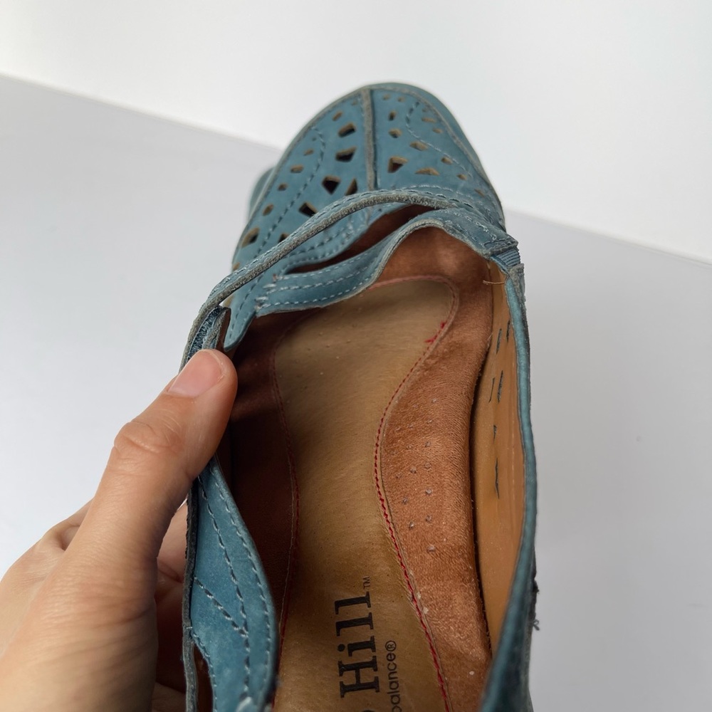 Cobb Hill New Balance Teal Suede Criss Cross Mary Janes Velcro Strap Sandals - Picture 10 of 10